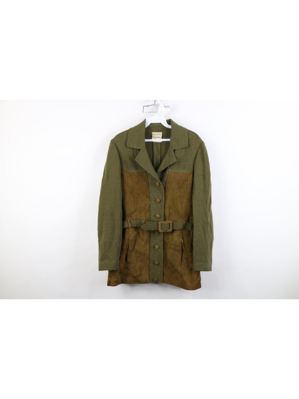 Vintage 50s Macys New York Womens S Belted Wool Suede Cardigan Sweater Jacket - Picture 1 of 16
